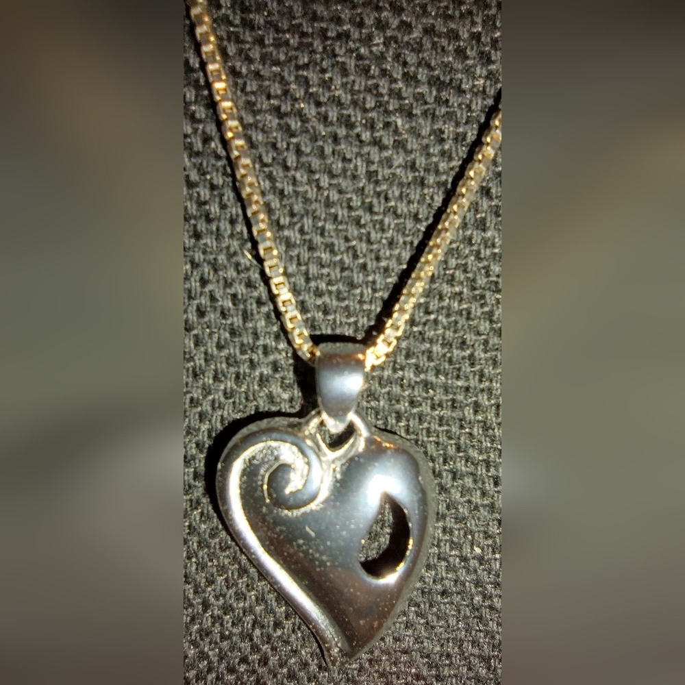 Solid Sterling Silver Designer Heart Necklace - image 2